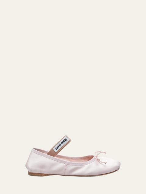 Miu Miu Satin Bow Ballerina Flats
