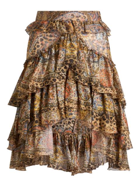 Etro ruffled paisley-print skirt