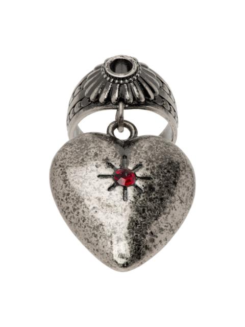 Silver Heart Pendant Ring