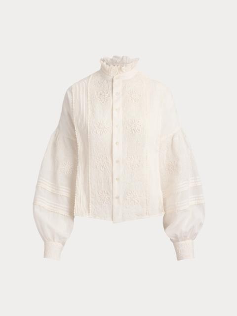 Polo Ralph Lauren Ruffle-Collar Embroidered Shirt