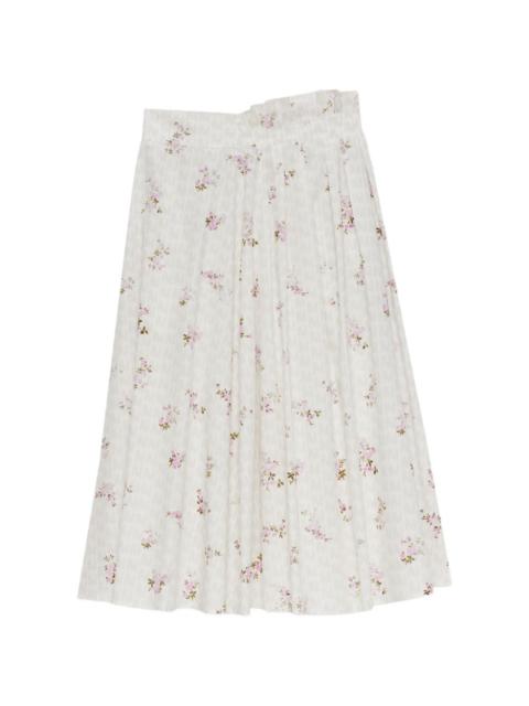 MSGM floral-print midi pleated skirt