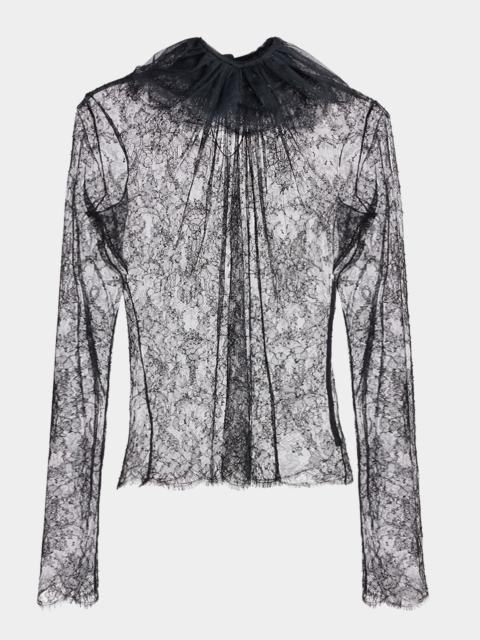 Alexander McQueen Ruffle Collar Sheer Lace Top
