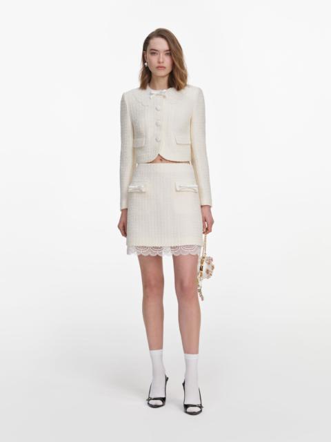 self-portrait Cream Boucle Lace Mini Skirt