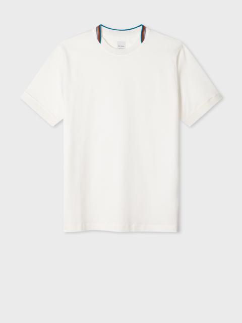 Paul Smith White 'Signature Stripe' Collar T-Shirt