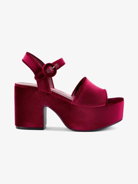 Larroudé Miso Platform Strap Sandal In Wine Velvet