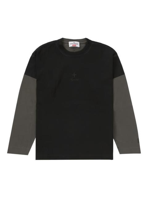 Supreme 대 x 돌 섬 긴 소매 탑 '블랙 이름 *