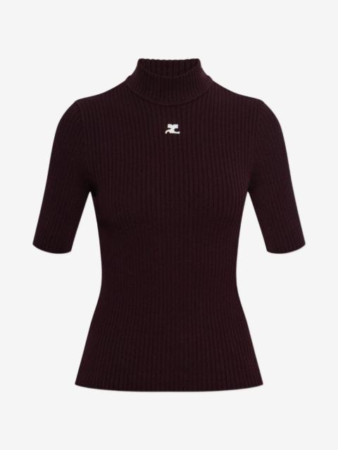courrèges ReEdition ribbed logo-patch T-shirt