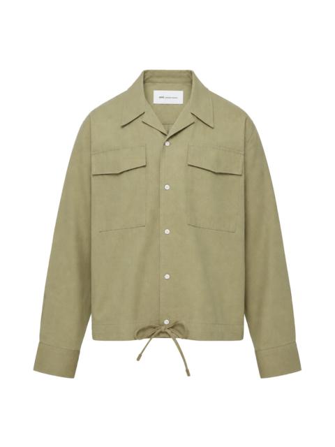 AMI Paris Classic Fit Long Sleeve Drawstring Shirt