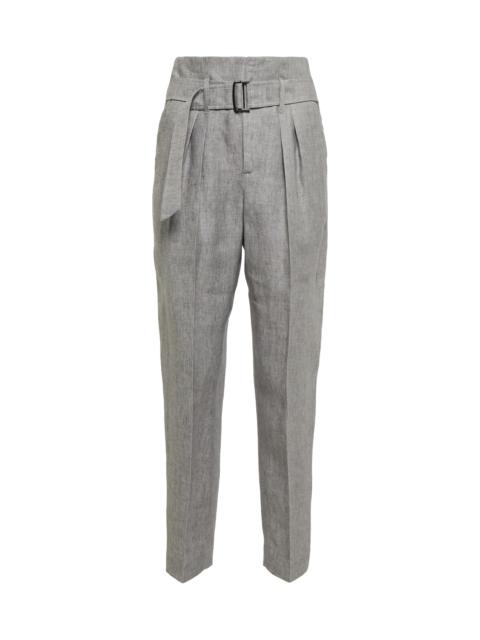 Brunello Cucinelli High-rise linen-blend pants