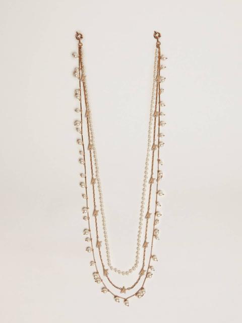 Golden Goose Women's necklace with four antique gold-colored heritage chains