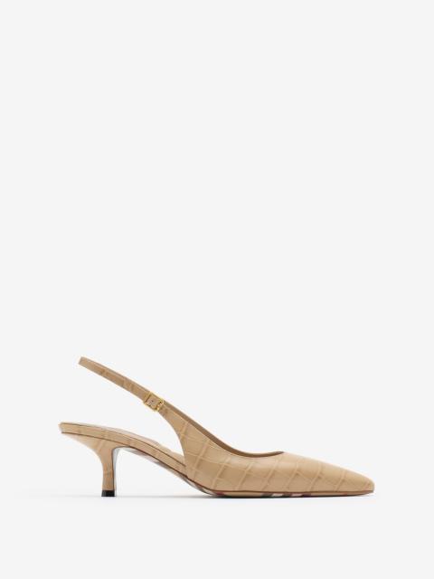 Burberry Crocodile-effect Leather Dame Slingback Pumps