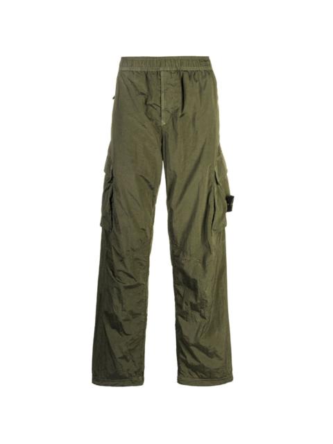 Compass-motif crinkled cargo trousers