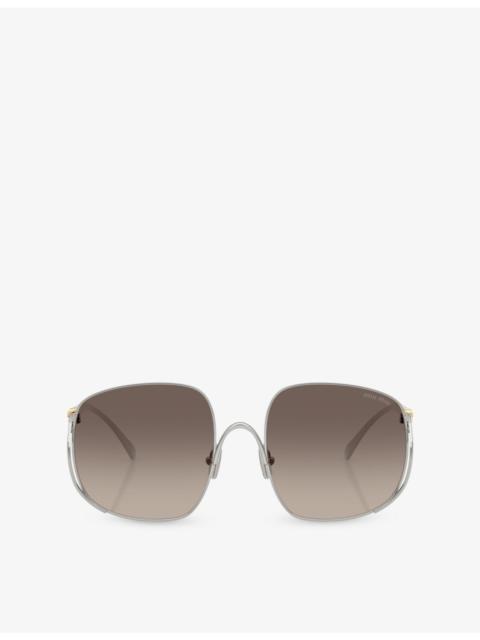 Miu Miu MU A57S Square-Frame Metal Sunglasses