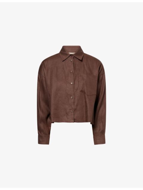 WEEKEND Max Mara Crop Relaxed Linen Shirt