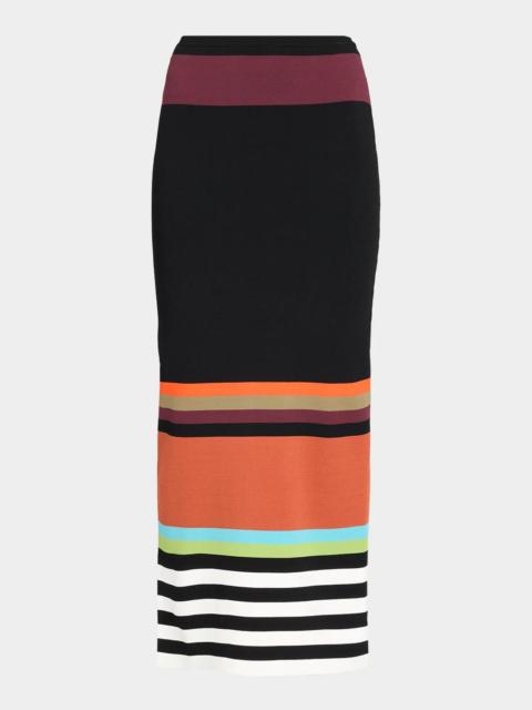 CHRISTOPHER JOHN ROGERS Striped Knit Body-Con Midi Skirt
