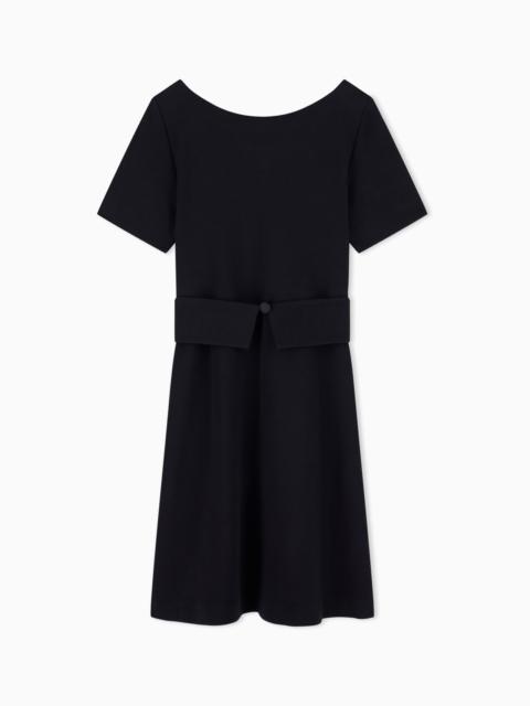 EMPORIO ARMANI OTTOMAN JERSEY FLARED DRESS