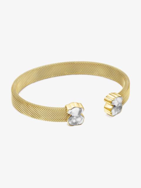 TOUS Gold-colored IP Steel Mesh Color Bracelet with Howlite