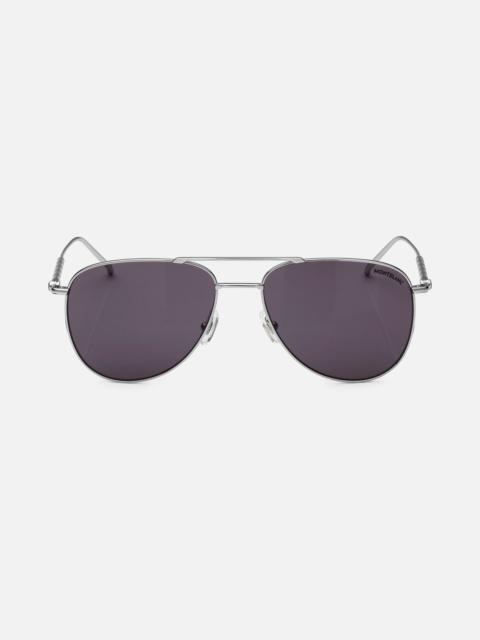 Montblanc Squared Sunglasses with Silver-Colored Metal Frame