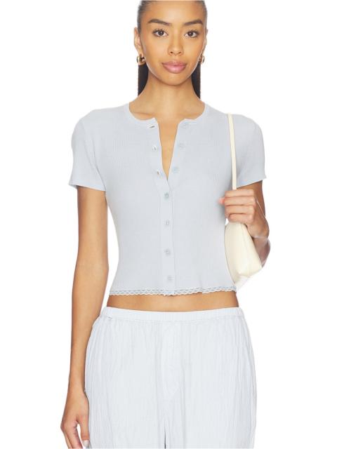 SABLYN Adelaide Slim Short Sleeve Cardigan With Lace