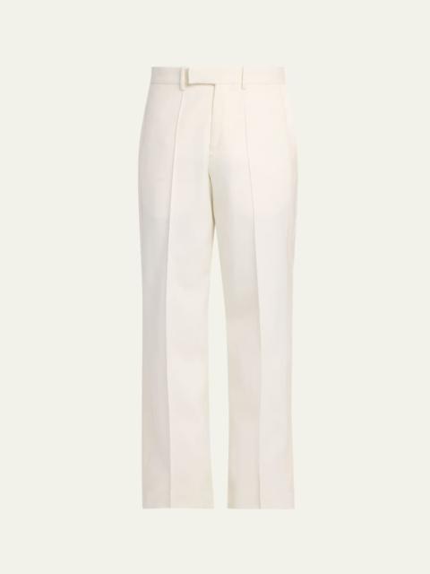 Alexander McQueen Men's Wool Pintuck-Pleated Wide-Leg Trousers