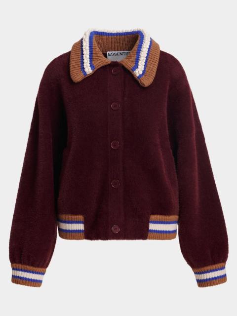 ESSENTIEL ANTWERP Kamore Contrast Knit Sherpa Bomber Jacket