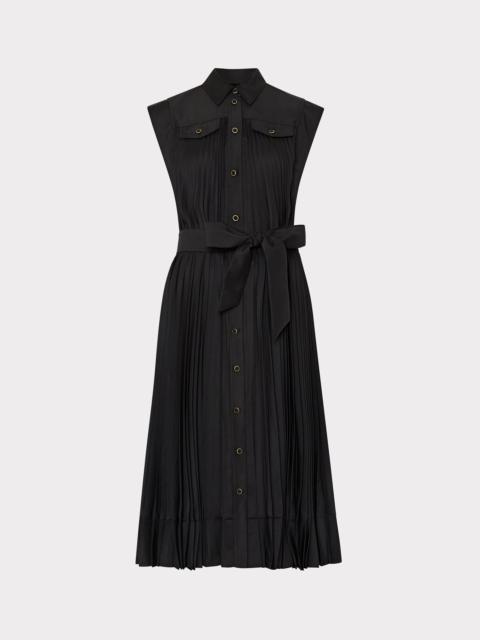 MILLY Johanna Pleated Twill Midi Dress
