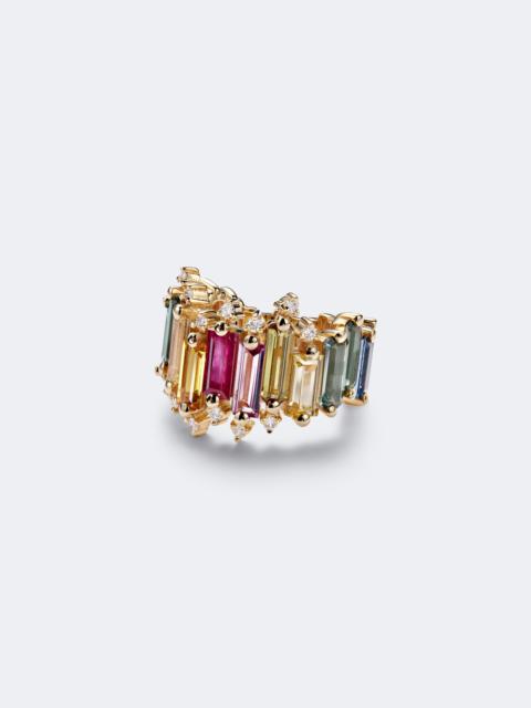 SUZANNE KALAN 18kt gold ring with sapphires and diamonds