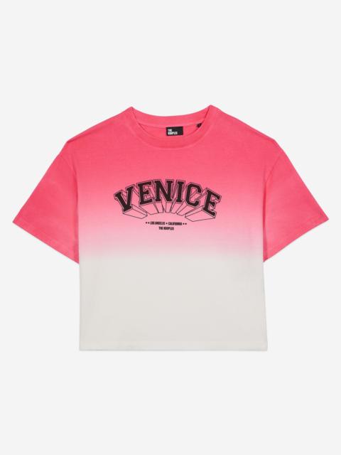 The Kooples GRADIENT PINK T-SHIRT WITH VENICE SERIGRAPHY