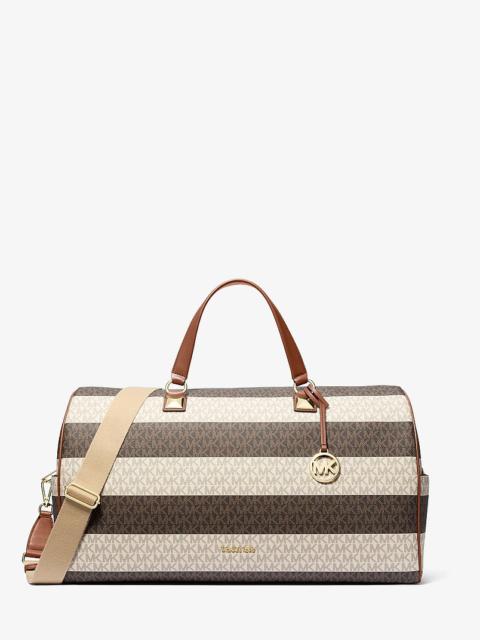 MICHAEL KORS Grayson Extra-Large Striped Signature Logo Weekender Bag