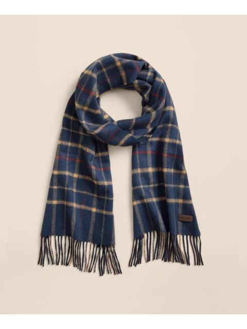 Brooks Brothers Camel Hair Windowpane Fringe Scarf