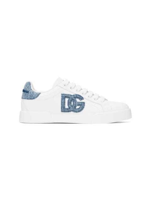 Dolce & Gabbana White Calfskin Portofino Light Sneakers
