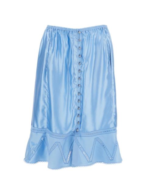 rabanne lace-trim embroidered midi skirt