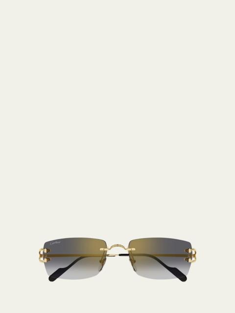 Cartier Men's CT0550SM Metal Rectangle Sunglasses