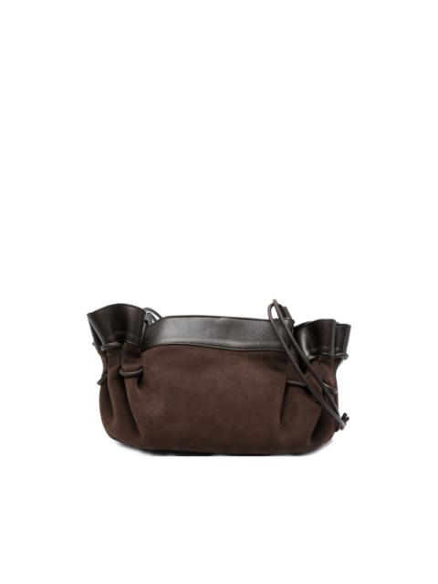 HEREU Arta ruffled suede shoulder bag