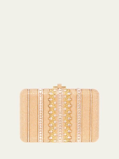 JUDITH LEIBER Lattice Crystal Slim Clutch Bag