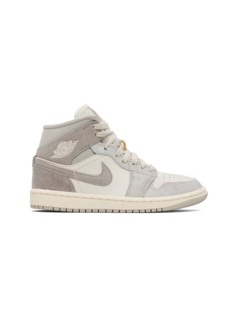 Gray & Off-White Air Jordan 1 Mid SE Sneakers