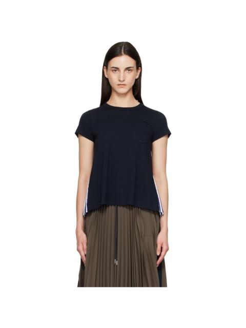 sacai Navy Cotton Poplin x Cotton Jersey T-shirt
