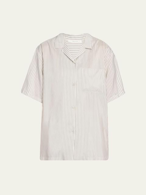 The Row Jorge Striped Silk Camp Shirt