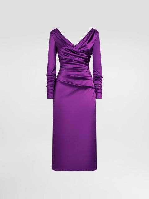 Stretch satin longuette dress
