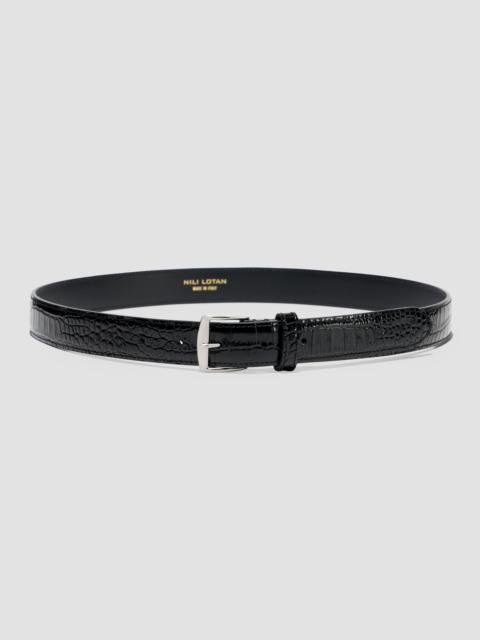 NILI LOTAN Women's Sloane Croc-Embossed Leather Belt - Black