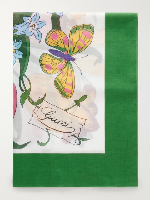 GUCCI Floral-print Cotton Scarf