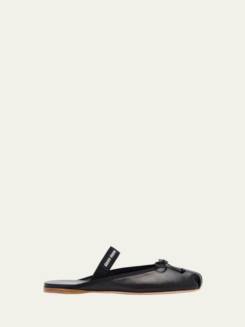 Miu Miu Leather Mary Jane Ballerina Mules