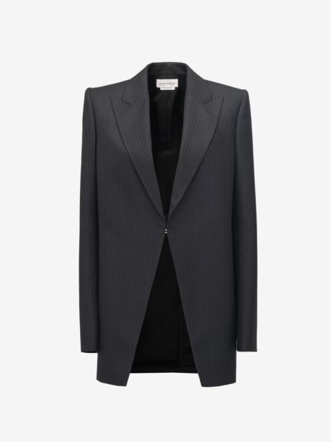Women's Pinstripe Cutaway Jacket in Grey