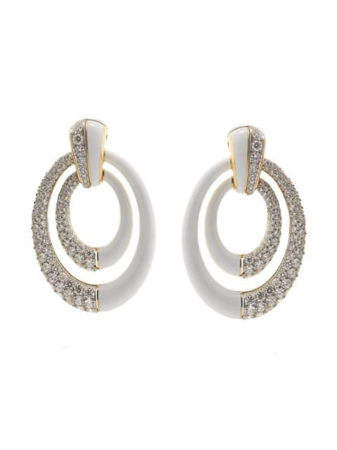 DAVID WEBB Diamond White Enamel Persephone Earrings