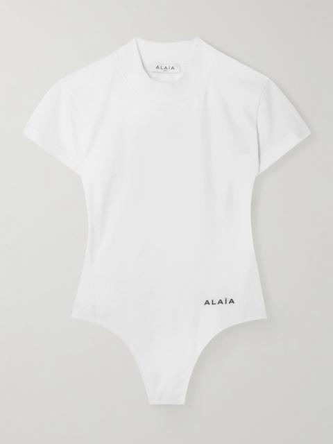 Alaïa Embroidered Stretch-cotton Jersey Bodysuit
