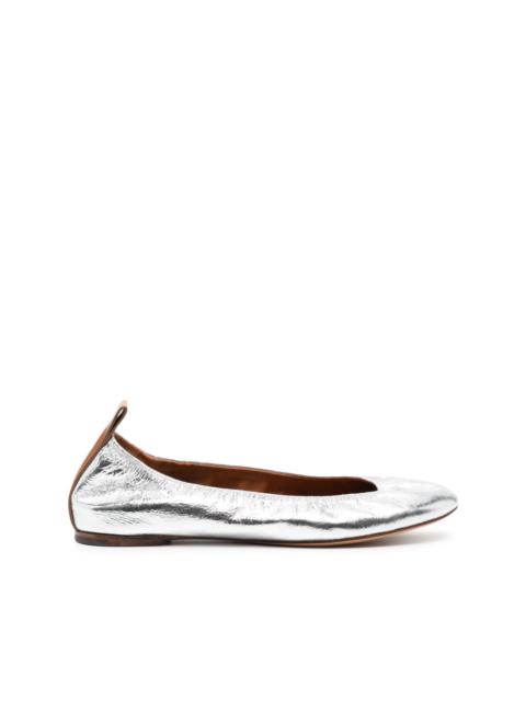 Lanvin metallic leather ballerina shoes