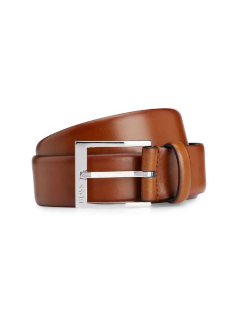 BOSS logo-engraved leather belt