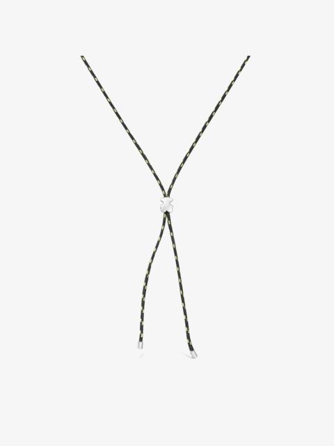 TOUS Long silver and black nylon bear Necklace TOUS Bold Motif
