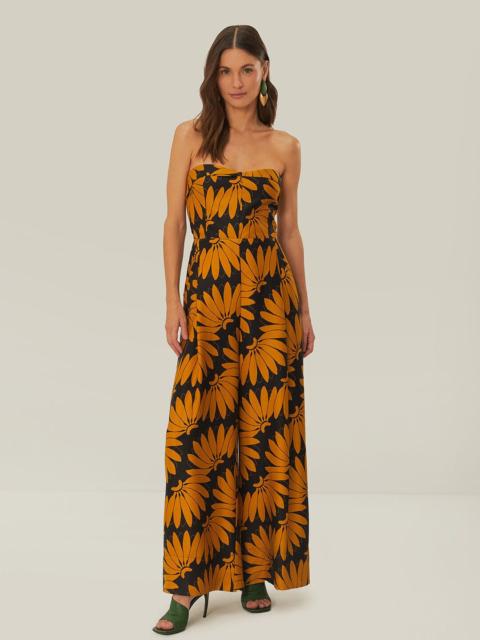 FARM RIO Yellow Copabanana Strapless Jumpsuit