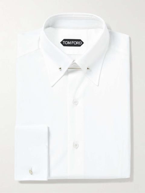 White Slim-Fit Pinned-Collar Double-Cuff Cotton-Poplin Shirt